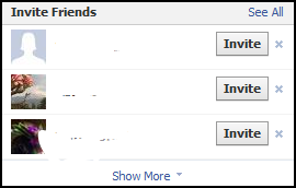 Facebook invite friends box