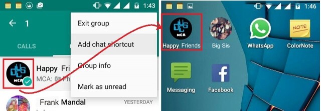chat shortcut whatsapp