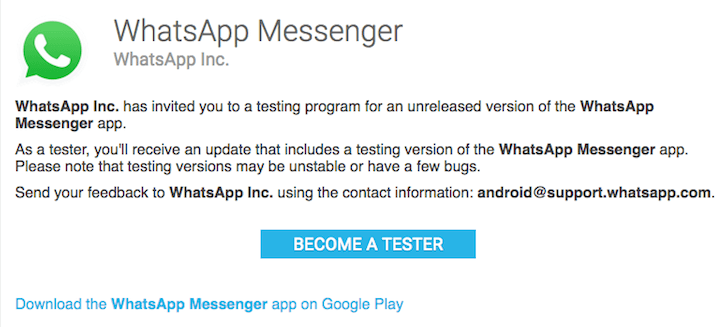 whatsapp beta tester